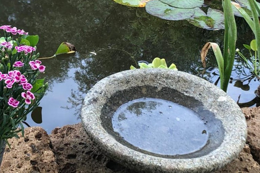 Wasserschale Basanit Naturstein, 30 cm